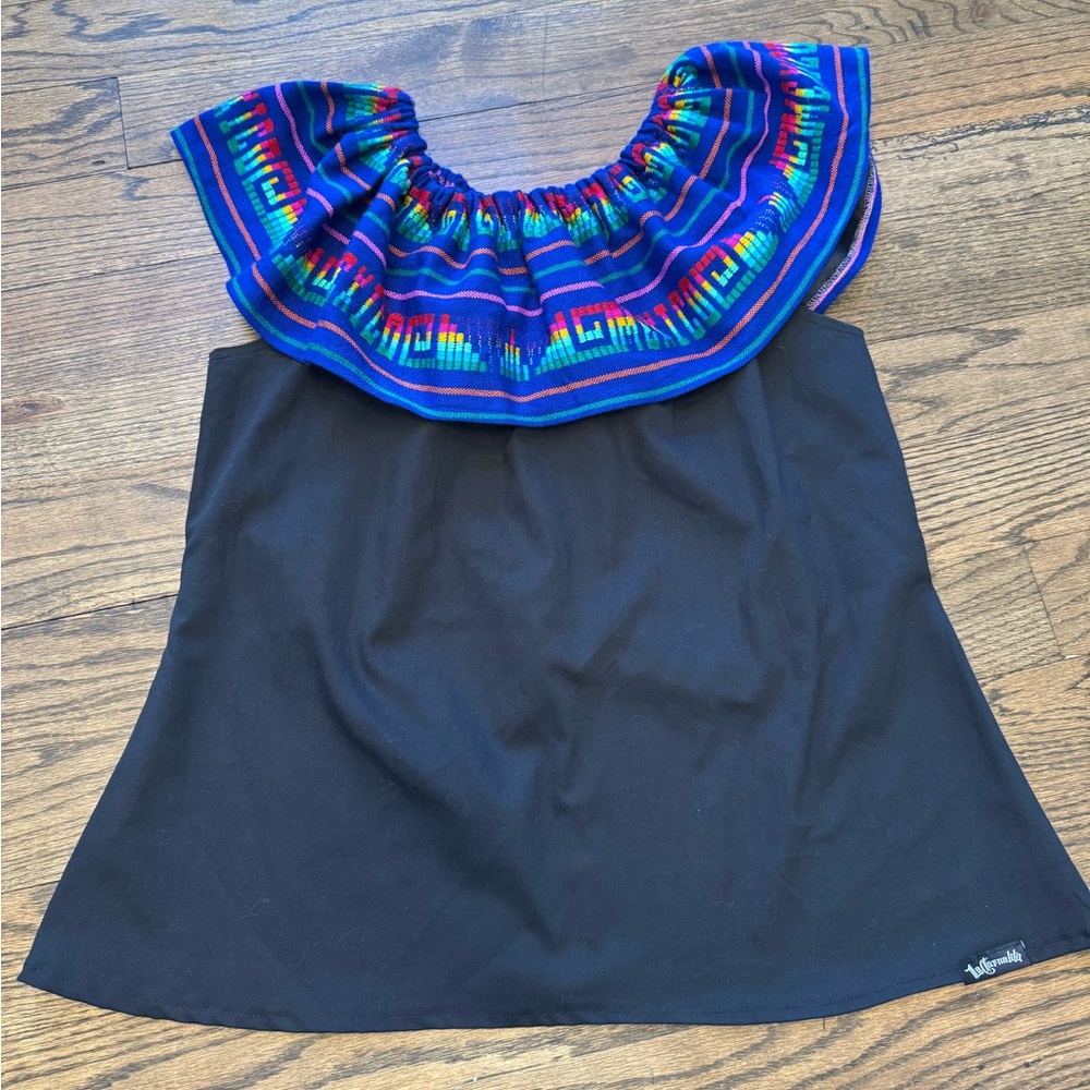La Carnalita Colorful Off-Shoulder Peasant Top – Size Large